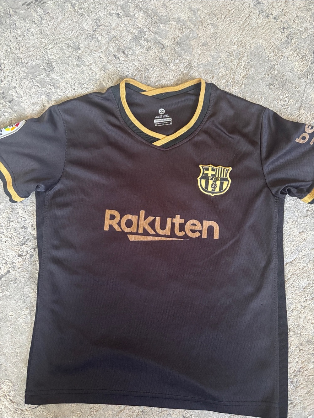 Kids' Black and Gold Soccer Jersey with Club Crest